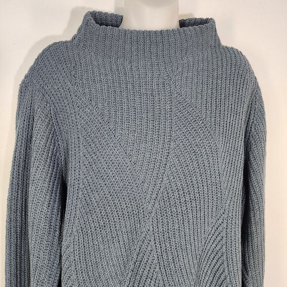 J Jill Sweater Women's Chenille XL Pullover Funnel Mock Neck Tunic Blue Plush - Picture 3 of 11